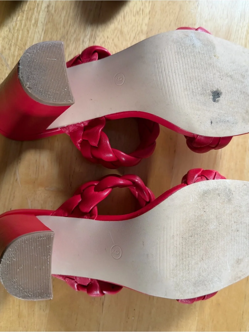 Women’s Red Braided Strap Heeled Sandals